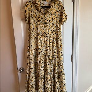 Topshop Yellow and Black Floral Maxi Dress